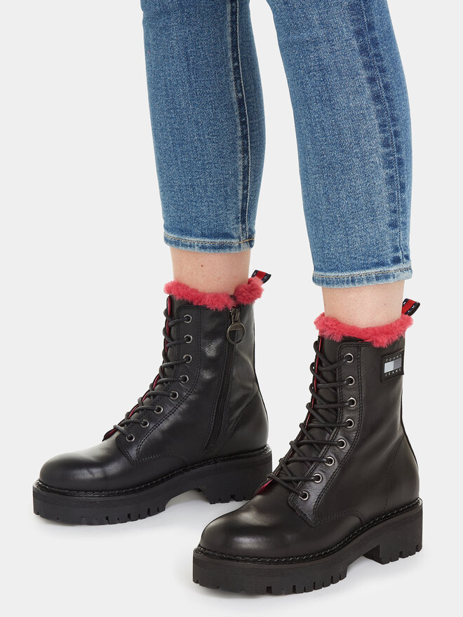 Tommy Jeans Μποτάκια Tommy Jeans Tjw W Urban Boot Smooth Ltr Wl EN0EN02402 Μαύρο