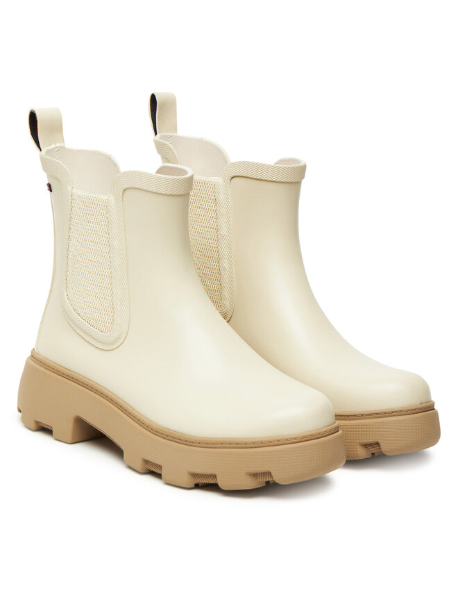 Tommy Hilfiger Гумени ботуши Tommy Hilfiger Rubber Flag Cleated FW0FW08637 Бежов