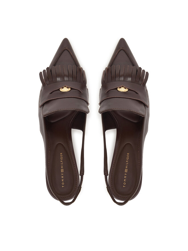 Tommy Hilfiger Pumps Tommy Hilfiger Th Penny Bar Pointy Sling Back FW0FW09535 Braun