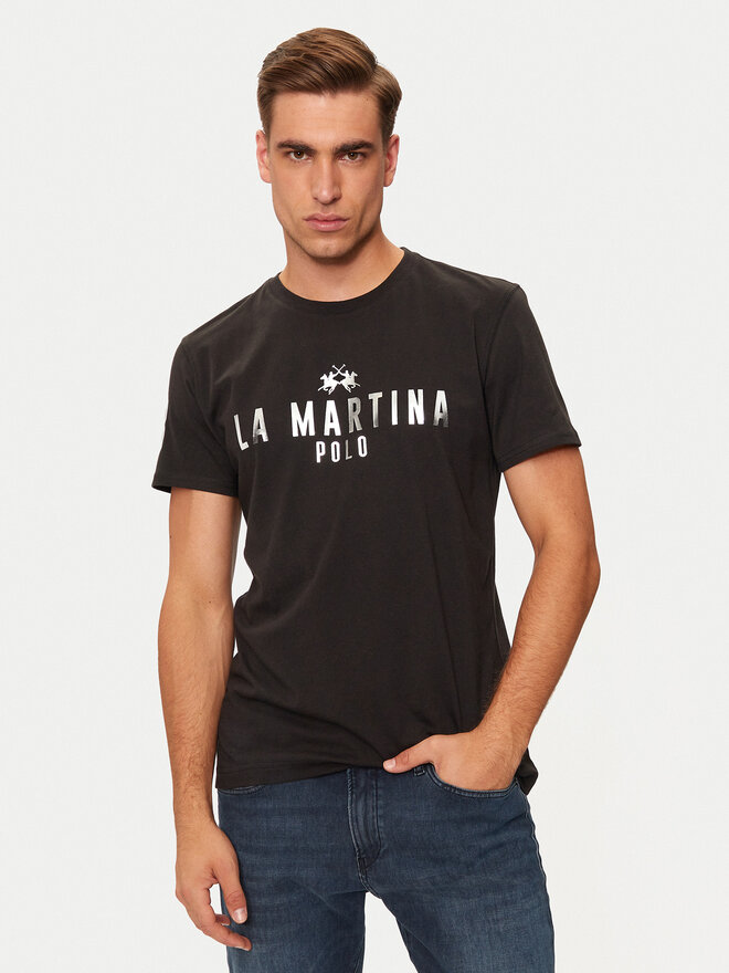 La Martina La Martina Футболка ZMR322 JS206 Чорний Regular Fit