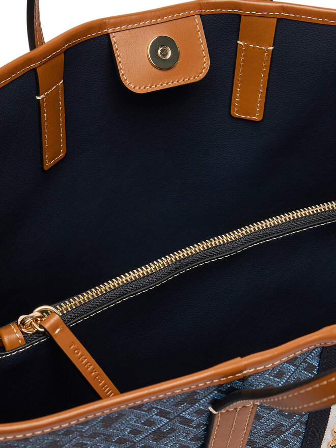 Tommy Hilfiger Handtasche Tommy Hilfiger Th Monoplay Satchel Corp AW0AW19516 Dunkelblau