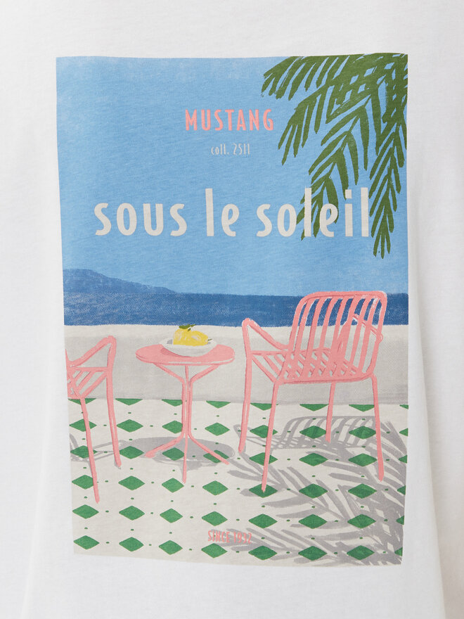 Mustang Mustang T-Shirt Floris 1016158 Weiß Relaxed Fit