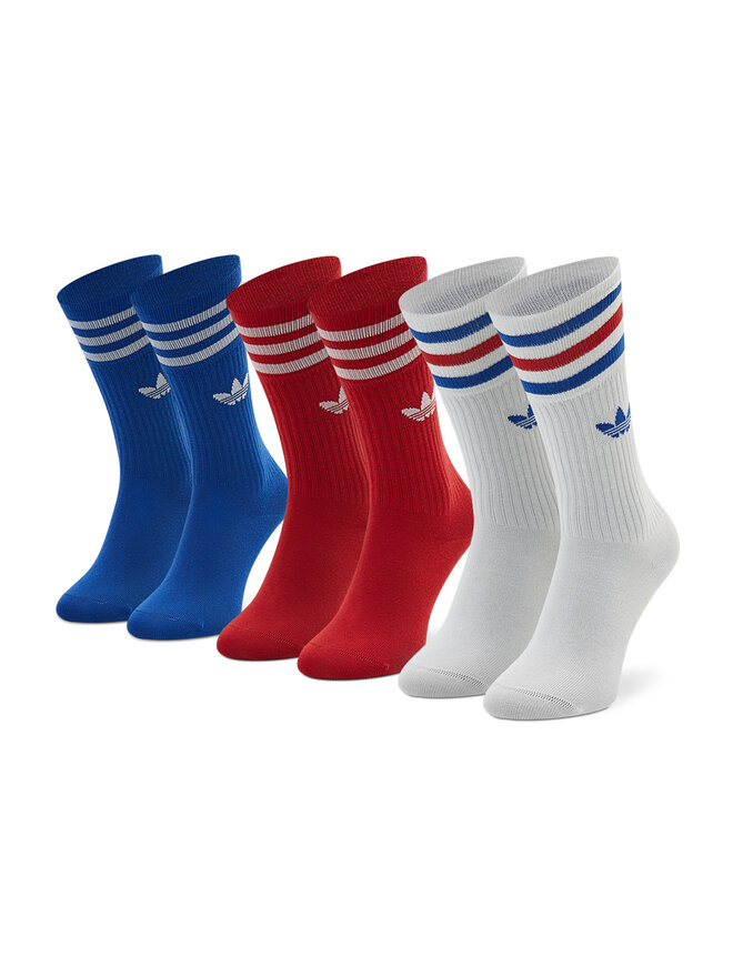 Set de 3 perechi de osete medii unisex adidas Solid Crew HL6766 Colorat epantofi.ro