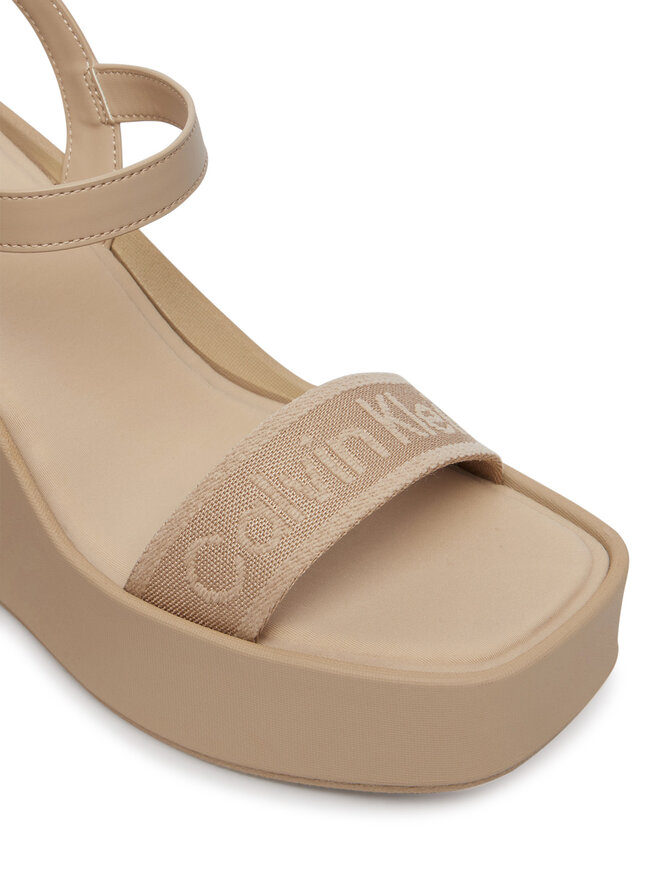 Calvin Klein Sandalen Calvin Klein Wedge 70 Sndl Webbing Lth HW0HW02882 Beige