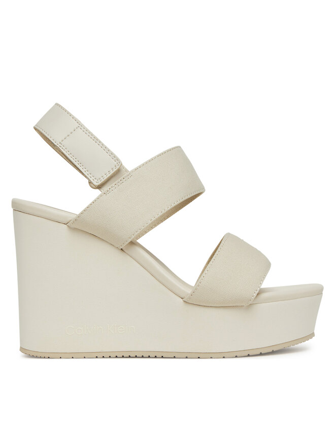 Calvin Klein Jeans Sandały Calvin Klein Jeans Wedge Sandal Webbing In YW0YW01790 Szary