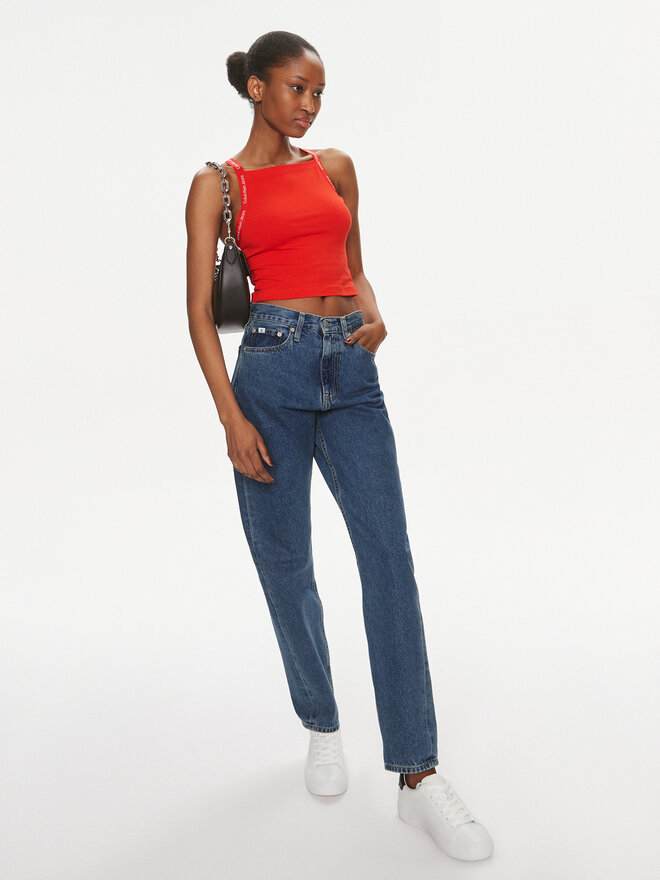 Calvin Klein Jeans Calvin Klein Jeans Felső Logo J20J223110 Piros Slim Fit