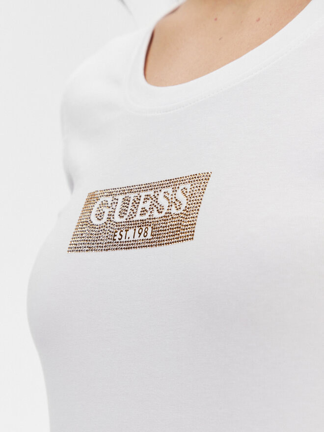 Guess Guess Marškinėliai W4RI33 J1314 Balta Slim Fit