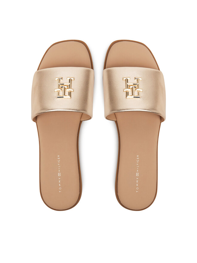Tommy Hilfiger Šľapky Tommy Hilfiger Th Logo Hw Metallic Leather Mule FW0FW08807 Zlatá