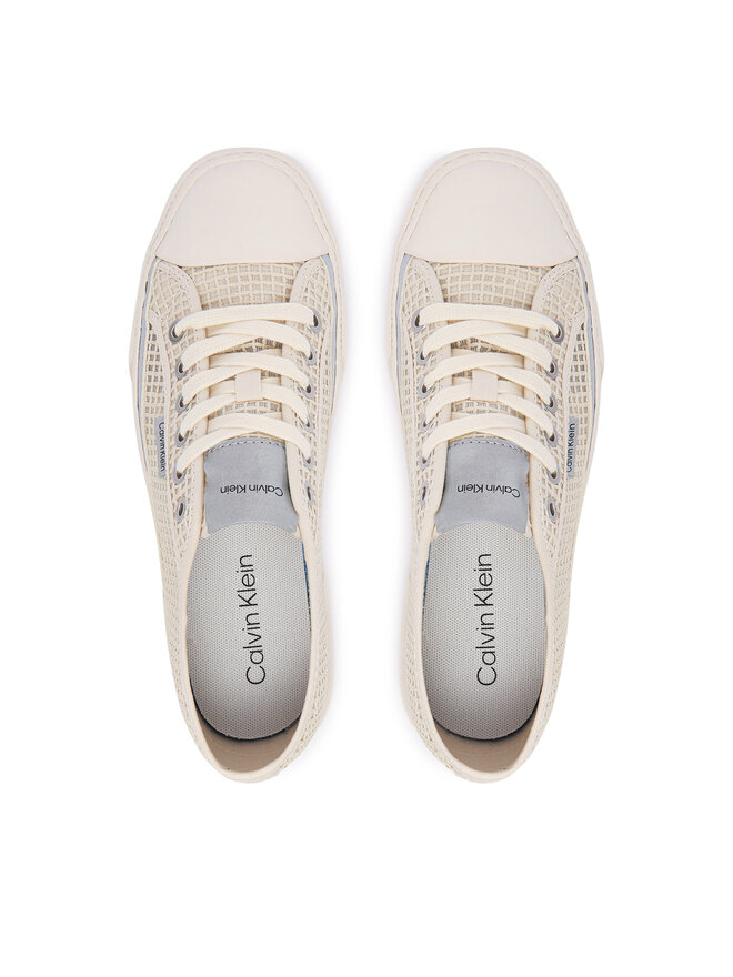 Calvin Klein Sneakers aus Stoff Calvin Klein Vulc Laceup Low Raffia HW0HW03082 Beige