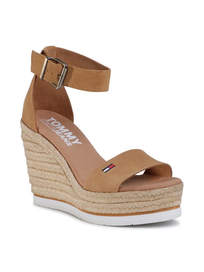 Tommy Jeans Espadrilės Tommy Jeans Natural Suede Wedge EN0EN00911 Ruda