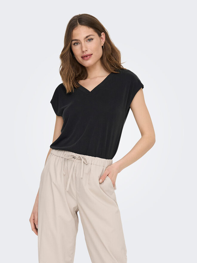 ONLY ONLY Marškinėliai Free 15287041 Juoda Regular Fit