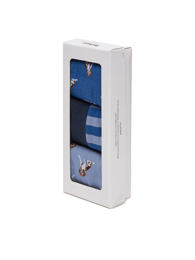 Barbour Набір 3 пар високих чоловічих шкарпеток Barbour Beagle Dog MGS0070BL71 Голубий