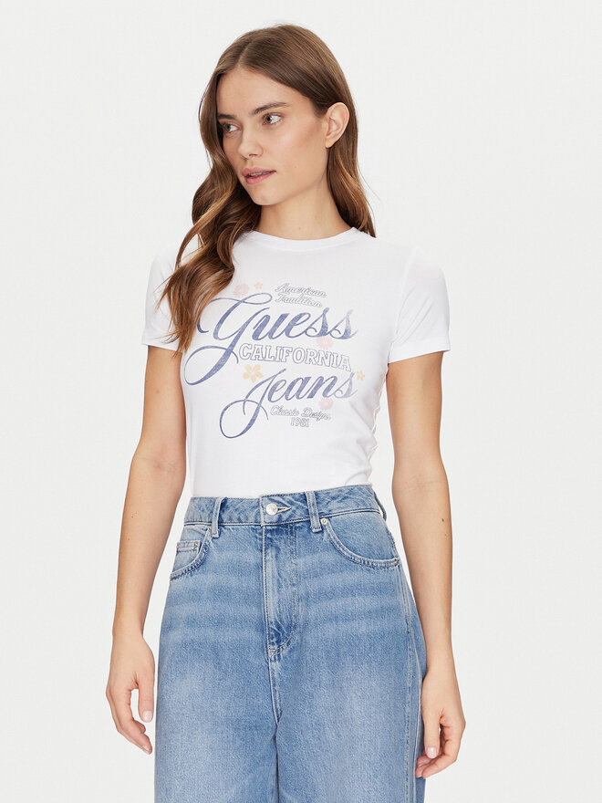 Guess Jeans Guess Jeans Marškinėliai W5GI24 J1314 Balta Regular Fit