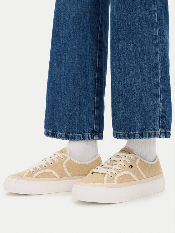 Tommy Hilfiger Tenisówki Tommy Hilfiger Platform Vulc Piping FW0FW09394 Żółty