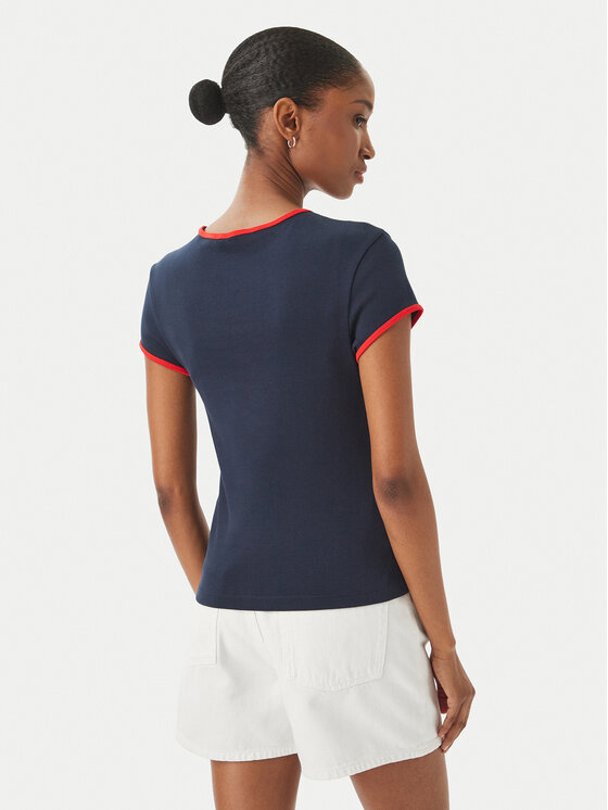 Tommy Hilfiger Tommy Hilfiger Camiseta Logo Graphic Ringer WW0WW49245 Azul marino Slim Fit