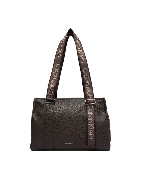 Calvin Klein Дамска чанта Calvin Klein Webbing Adj Strap Tote LV04F3644G Кафяв