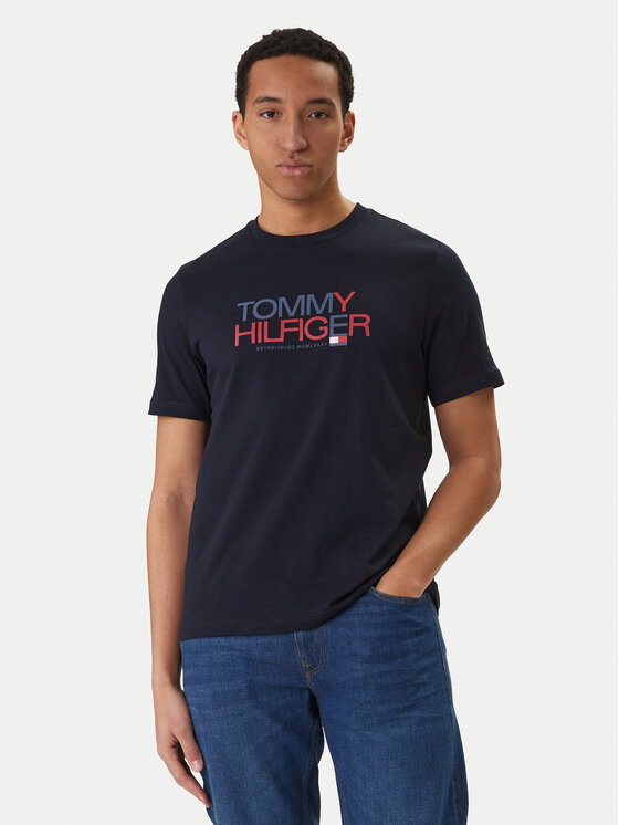 Tommy Hilfiger Tommy Hilfiger Camiseta Brand Love Big Text MW0MW42369 Azul marino Regular Fit