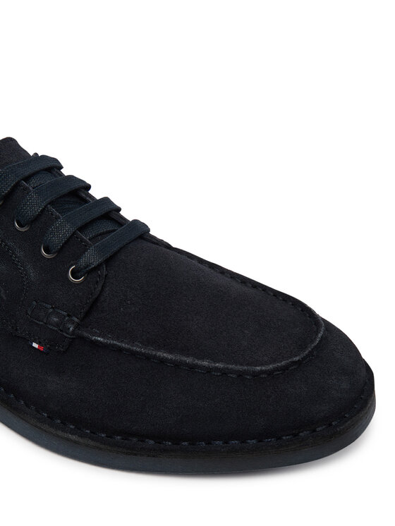 Tommy Hilfiger Pusbačiai Tommy Hilfiger Stitchdown Suede Derby FM0FM05841 Tamsiai mėlyna
