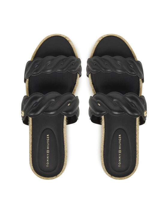Tommy Hilfiger Espadryle Tommy Hilfiger Leather Rope Espadrille Mule FW0FW08503 Czarny