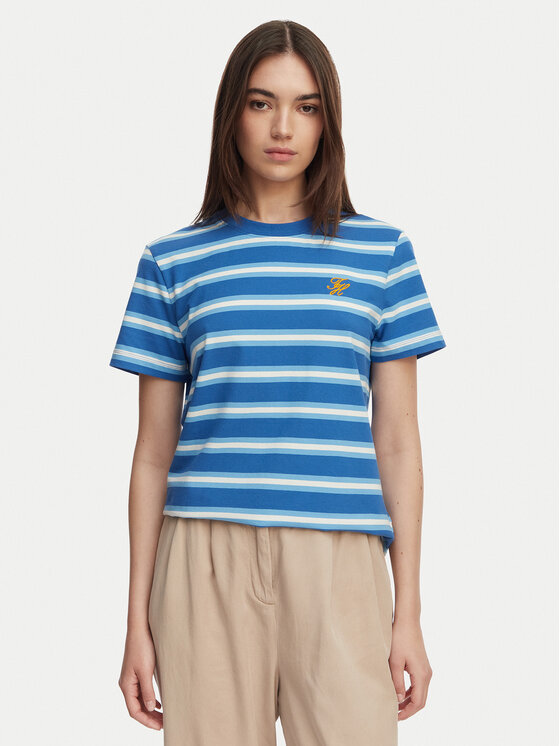 Tommy Hilfiger Tommy Hilfiger Camiseta Logo Embroidery WW0WW48699 Azul Regular Fit