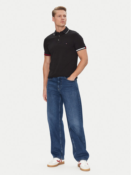 Tommy Hilfiger Tommy Hilfiger Polo Flag Cuff MW0MW38458 Nero Slim Fit
