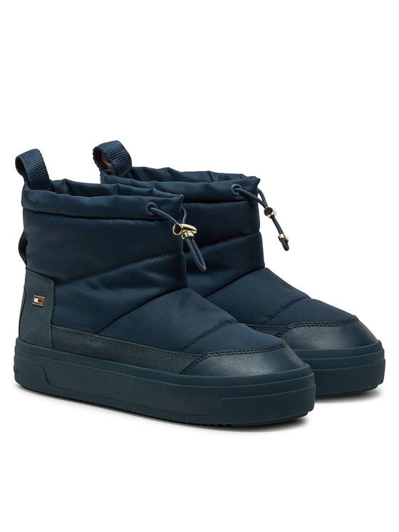 Tommy Hilfiger Snehule Tommy Hilfiger Flag Nylon Mini Snowboot FW0FW08334 Tmavomodrá