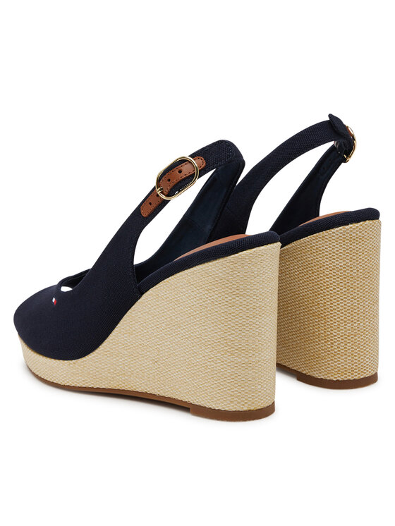 Tommy Hilfiger Espadrilky Tommy Hilfiger Flag High Wedge Espad Slingback FW0FW08597 Tmavomodrá