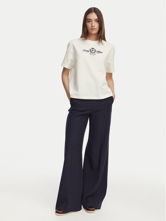 Tommy Hilfiger Tommy Hilfiger Camiseta Crest WW0WW48713 Blanco Relaxed Fit