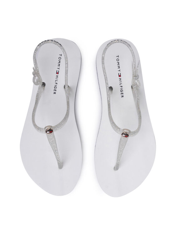 Tommy Hilfiger Sandále Tommy Hilfiger Irredescent Flat Beach Sandal FW0FW04796 Biela