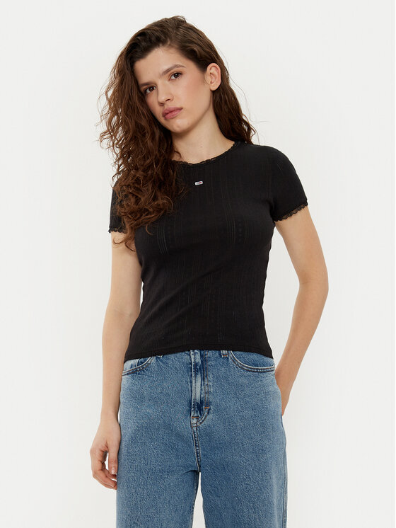 Tommy Jeans Tommy Jeans Majica DW0DW19493 Črna Slim Fit