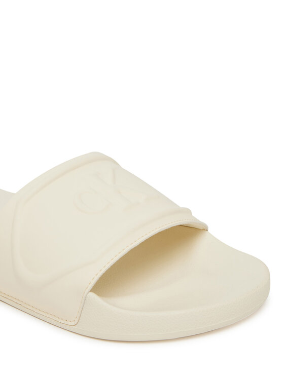 Calvin Klein Jeans Şlapi Calvin Klein Jeans Slide Pu Hf Mg YW0YW01879 Écru