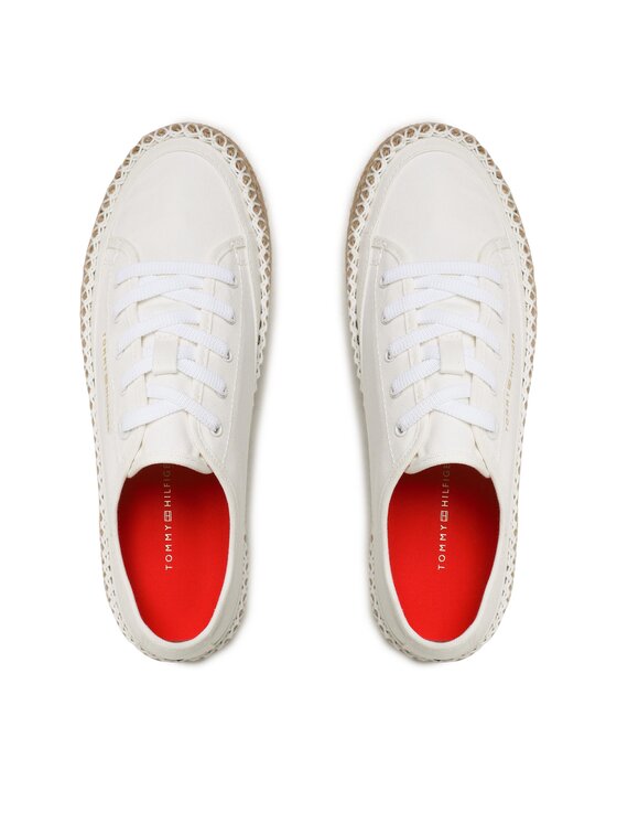 Tommy Hilfiger Espadrilles Tommy Hilfiger Rope Vulc Sneaker Corporate FW0FW07241 Écru
