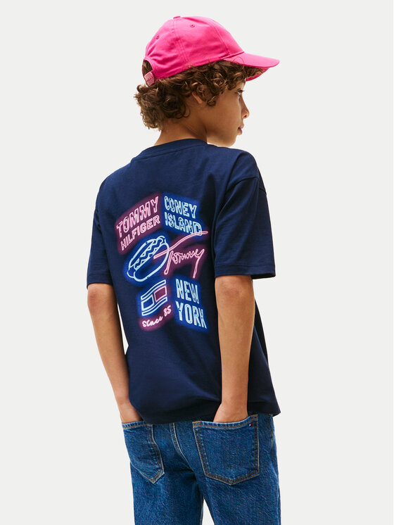 Tommy Hilfiger Tommy Hilfiger Majica Neon Graphic KB0KB09849 Mornarsko modra Regular Fit