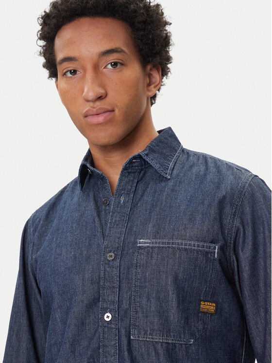 G-STAR G-Star Raw džinsiniai marškiniai D27083-D539 Tamsiai mėlyna Regular Fit