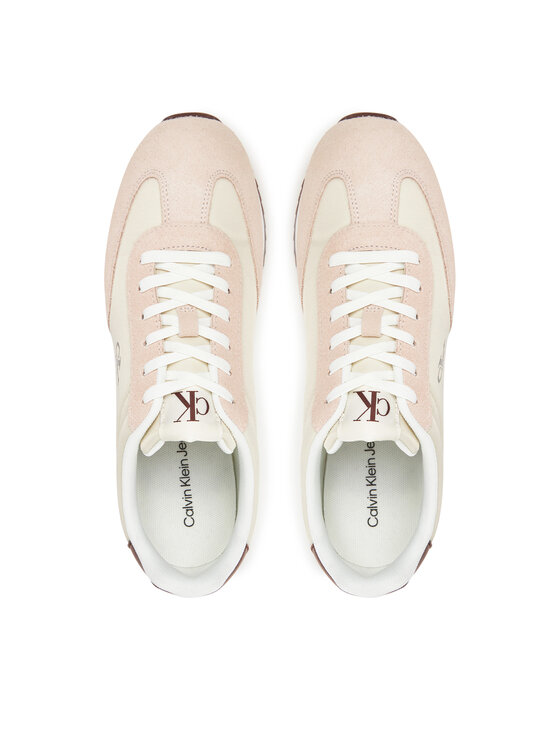 Calvin Klein Jeans Sneakersy Calvin Klein Jeans Runner Laceup Mg Nylon Mix YW0YW01828 Écru