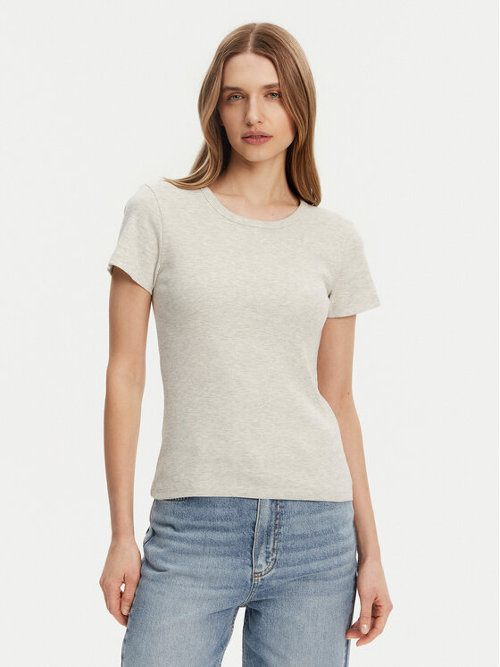 Pieces Pieces Футболка May 17154483 Сірий Slim Fit