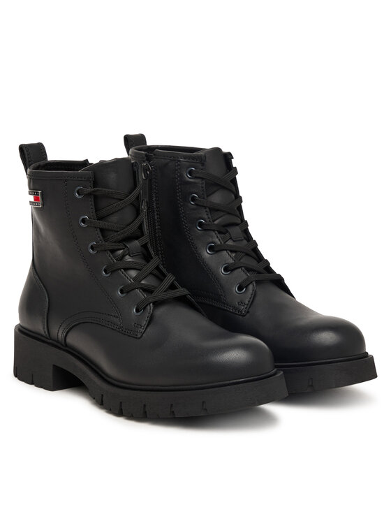 Tommy Jeans Pohodni čevlji Tommy Jeans Tjw Cleated Lace Up Boots EN0EN03104 Črna