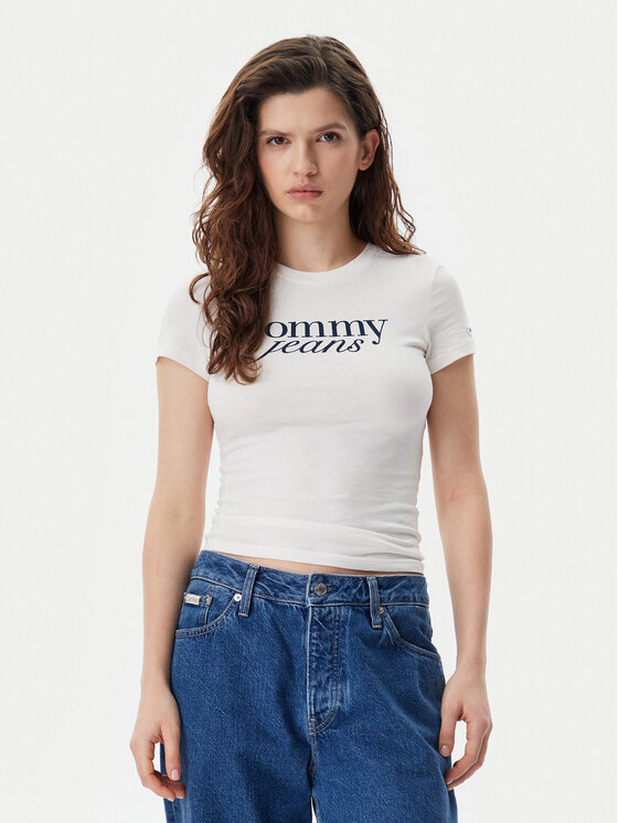 Tommy Jeans Tommy Jeans Marškinėliai Essential DW0DW19447 Écru Slim Fit