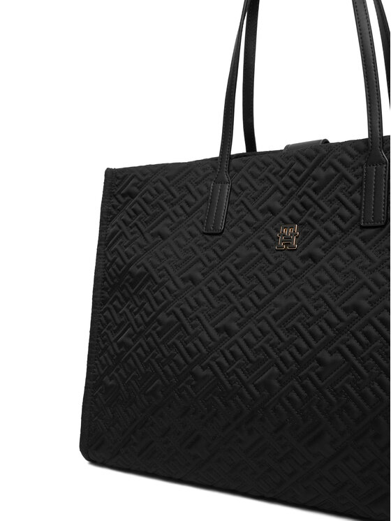 Tommy Hilfiger Torebka Tommy Hilfiger Th City Tote Mono Nylon AW0AW18163 Czarny