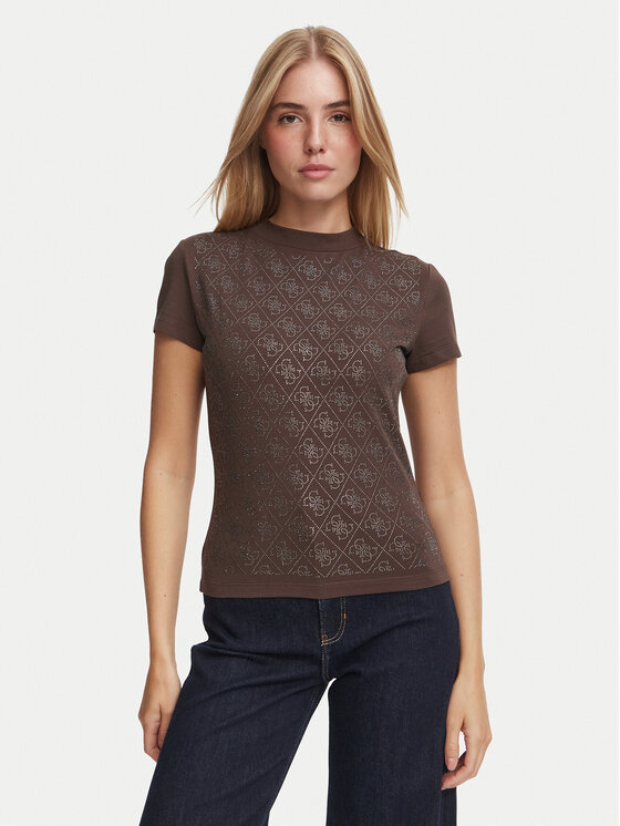Guess Guess Camiseta W4BI26 J1314 Marrón oscuro Regular Fit