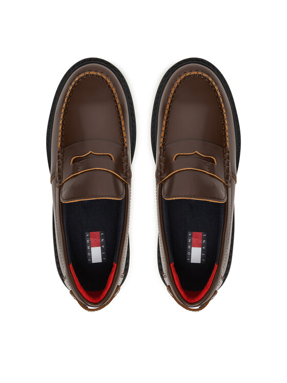 Tommy Jeans Loafersy Tommy Jeans Archive '01 Leather Loafer EN0EN03022 Hnědá
