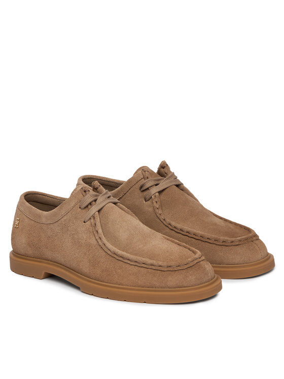 Tommy Hilfiger Nizki čevlji Tommy Hilfiger Lightweight Suede Apron Toe FW0FW09262 Bež