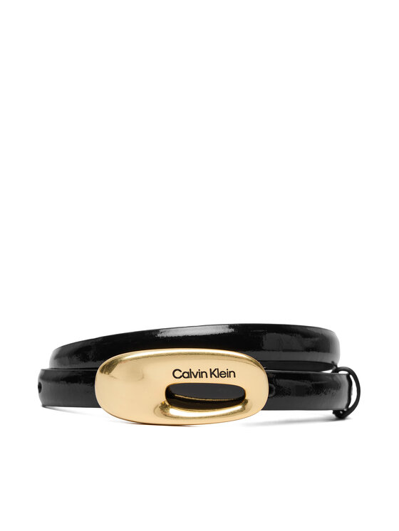 Calvin Klein Cinturón para mujer Calvin Klein Oval Buckle Shiny Strap 15Mm LV04F7064G Negro