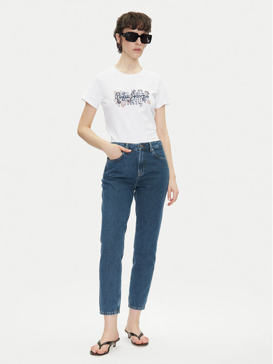 Pepe Jeans Pepe Jeans Majica Rosalind PL506034 Bela Regular Fit