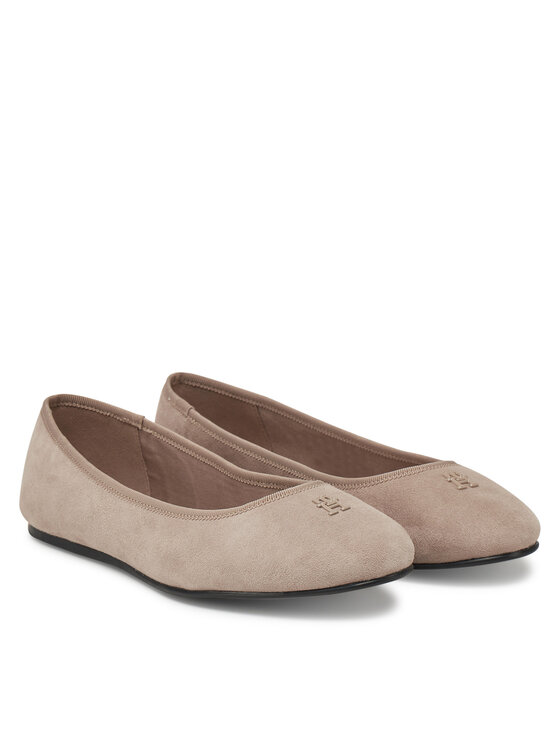 Tommy Hilfiger Baleríny Tommy Hilfiger Th Hardware Suede Ballerina FW0FW08655 Béžová