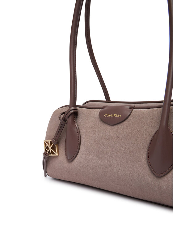 Calvin Klein Rankinė Calvin Klein Emblem Trio Suede Shoulder Bag LV04F3888G Smėlio