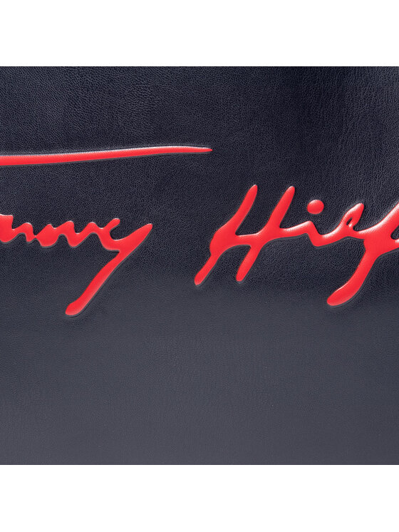 Tommy Hilfiger Дамска чанта Tommy Hilfiger Iconic Tommy Tote Signature AW0AW08607 Тъмносин