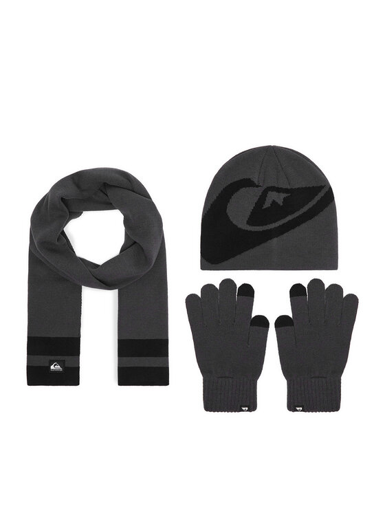 Quiksilver Комплект шапка, шал и ръкавици Quiksilver CWBEO-QS-SM346-001-AW26 Тъмносив