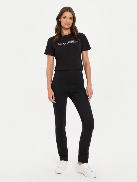 Tommy Hilfiger Tommy Hilfiger Majica Script WW0WW43459 Črna Regular Fit