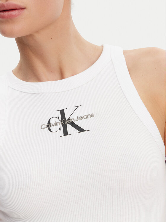 Calvin Klein Jeans Calvin Klein Jeans Marškinėliai Monologo J20J225301 Balta Slim Fit